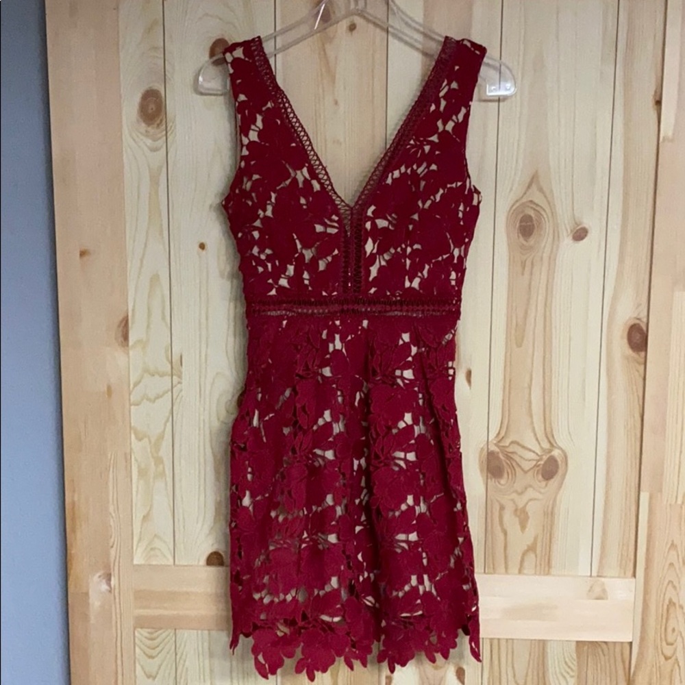 Wine colored lace dress